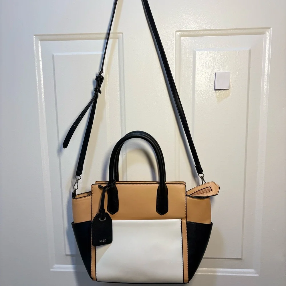 REED by Reed Krakoff for Kohl’s Women's Color Block Satchel Black, Tan, Cream